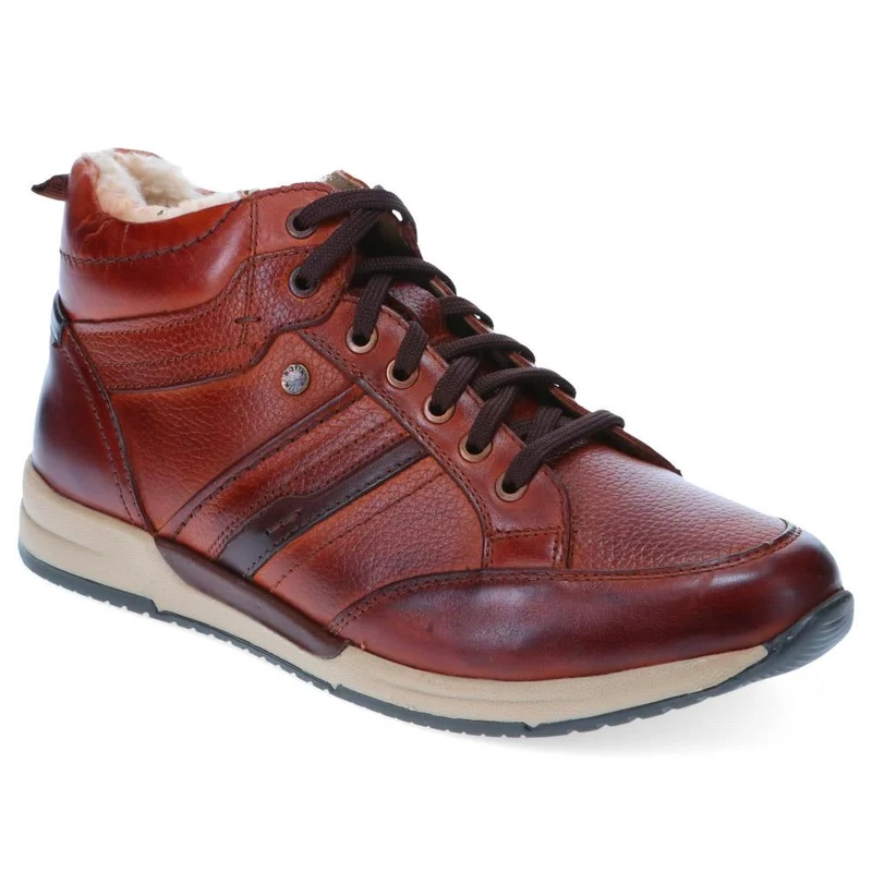 Lace-Up Leather Ankle Boots - PARK40052 / 325 809 - Cognac