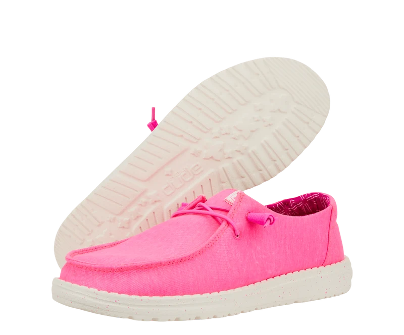 Hey Dude Damen-Mokassin Wendy aus Stretch-Canvas | Neonpink