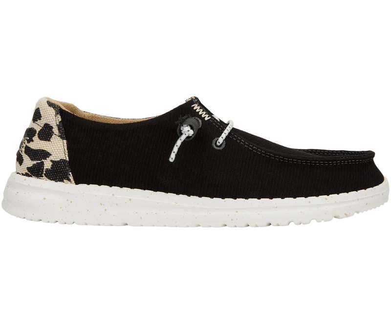 Hey Dude Damen-Mokassin Wendy mit Leopardenmuster | Schwarz/Leopardenmuster