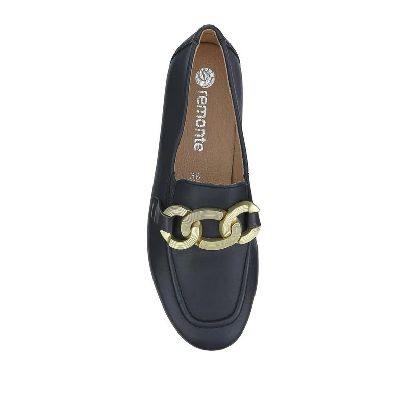 Leather Heeled Loafers - DRS41501 / 326 855 - Navy
