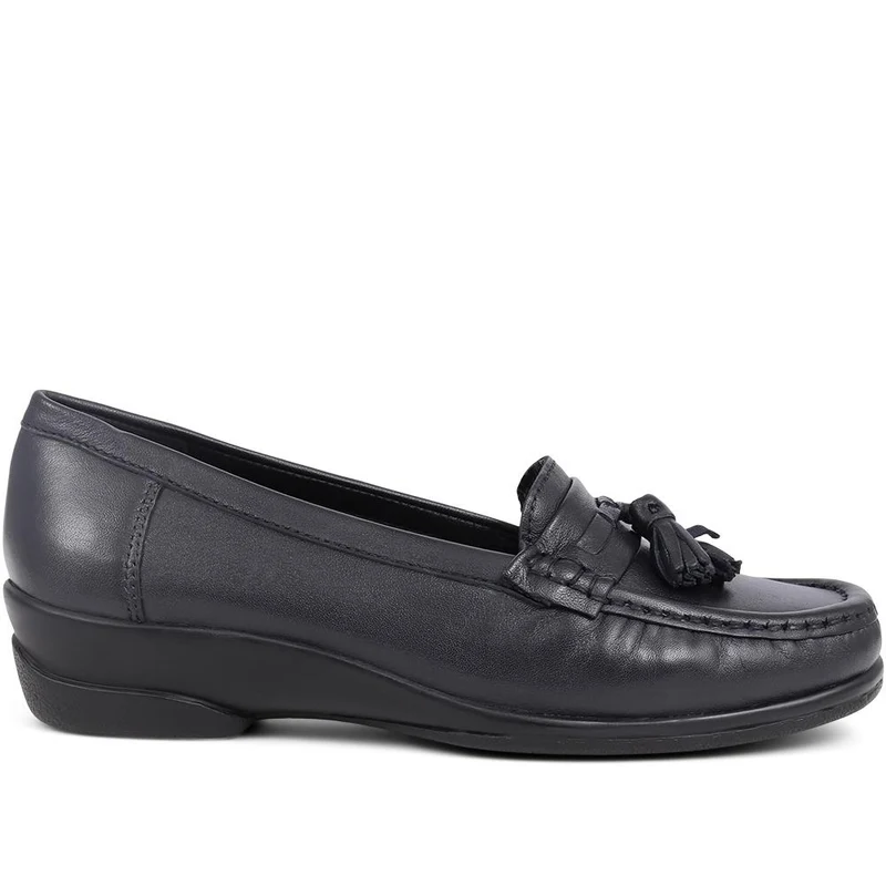Leather Slip-On Loafers - NAP38023 / 325 236 - Navy