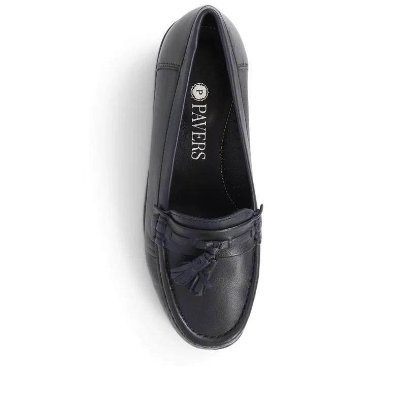 Leather Slip-On Loafers - NAP38023 / 325 236 - Navy