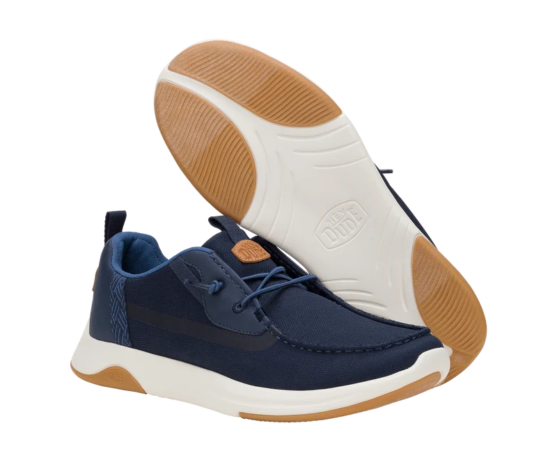 Hey Dude Wally Drift Mesh-Mokassin für Herren | Marineblauer Blazer / Weiß
