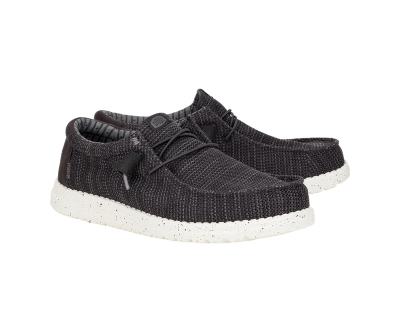 Hey Dude Wally Stretch-Socken-Mokassins für Herren | Schwarz/Weiß