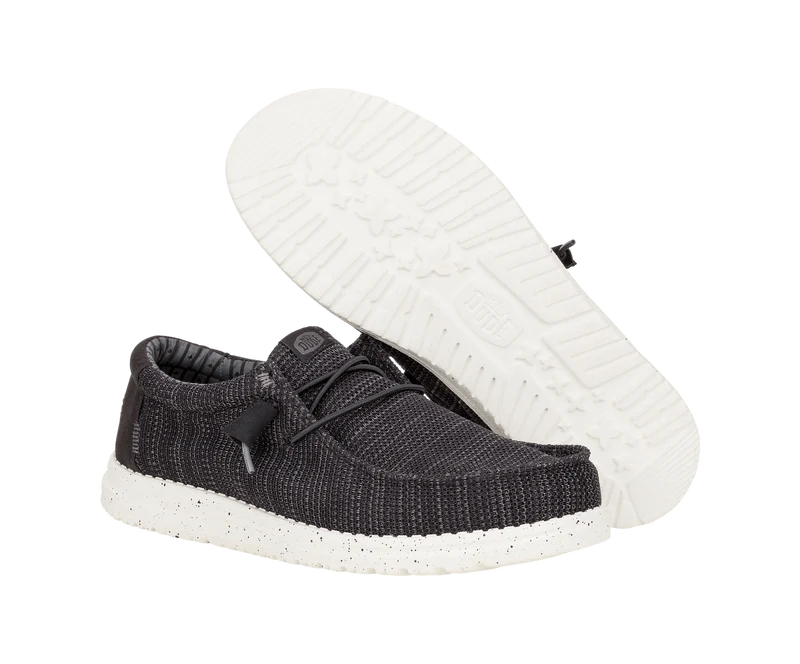 Hey Dude Wally Stretch-Socken-Mokassins für Herren | Schwarz/Weiß