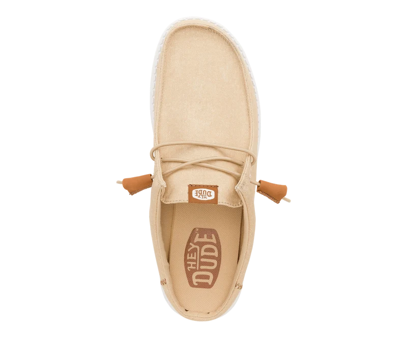 Hey Dude Wally Slip Herren-Mokassin aus Stretch-Canvas | Hellbraun/Weiß