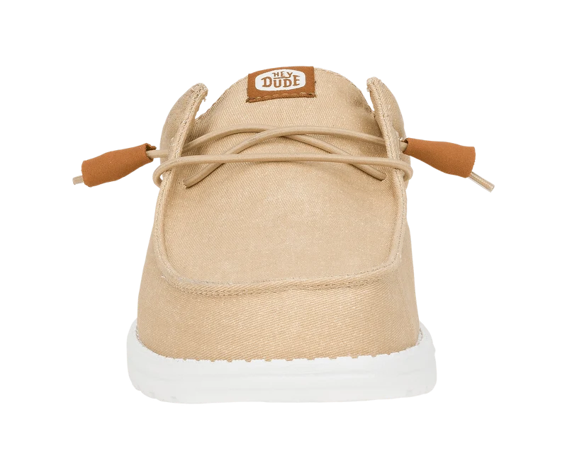 Hey Dude Wally Slip Herren-Mokassin aus Stretch-Canvas | Hellbraun/Weiß