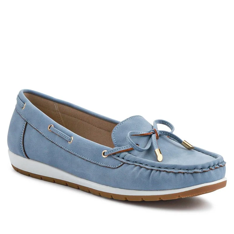 Bow Detailed Moccasins - BAIZH41038 / 327 316 - Denim