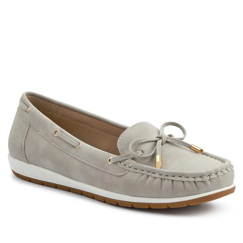 Bow Detailed Moccasins - BAIZH41038 / 327 316 - Light Grey