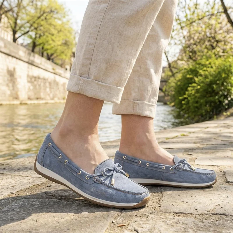 Bow Detailed Moccasins - BAIZH41038 / 327 316 - Denim