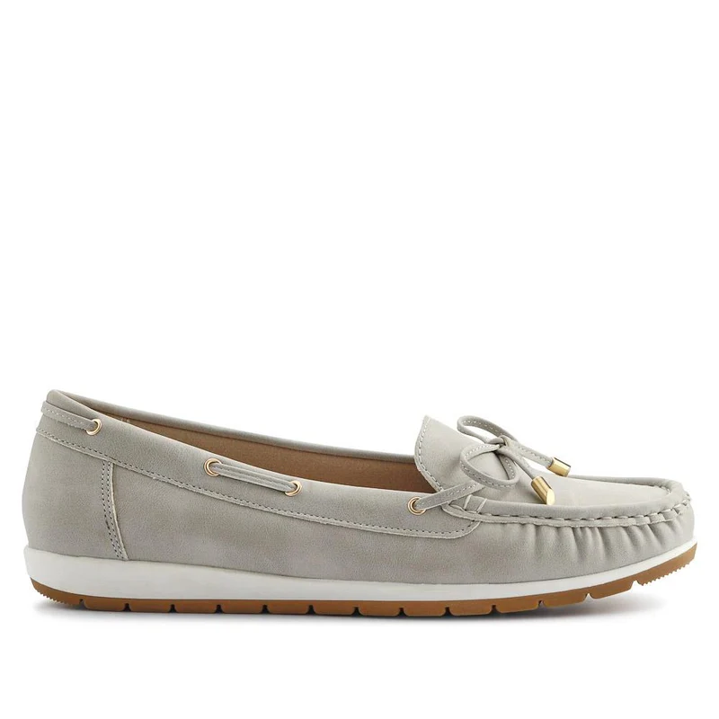 Bow Detailed Moccasins - BAIZH41038 / 327 316 - Light Grey