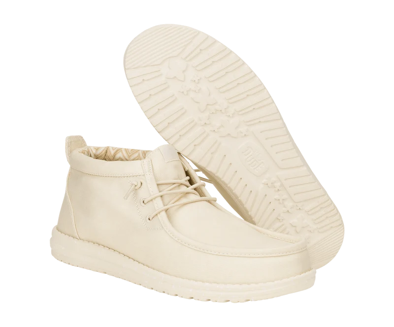 Hey Dude Wally Mid Stretch Canvas Mokassin-Stiefel für Herren | Knochenweiß