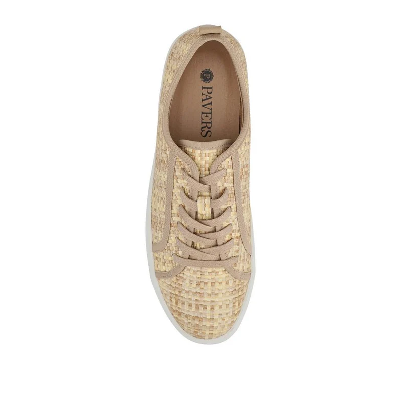Knitted-Upper Lace-Up Trainers - PINYI41007 / 327 513 - Beige Multi