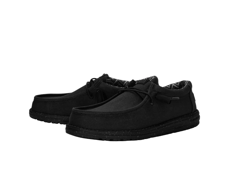 Hey Dude Wally Stretch-Canvas-Mokassin für Herren | Schwarz / Schwarz