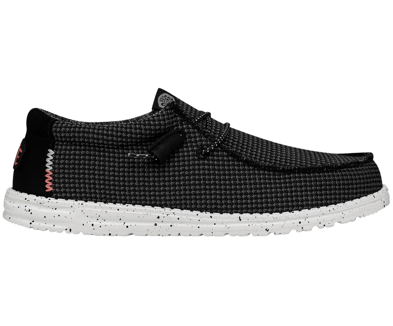 Hey Dude Wally Sport Mesh-Mokassin für Herren | Schwarz/Weiß