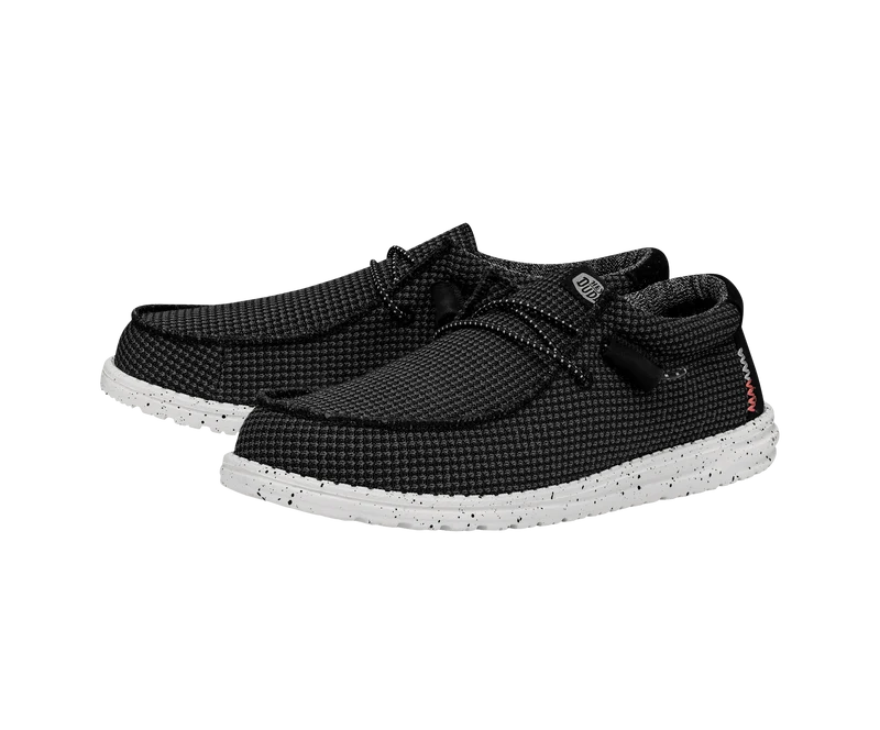 Hey Dude Wally Sport Mesh-Mokassin für Herren | Schwarz/Weiß