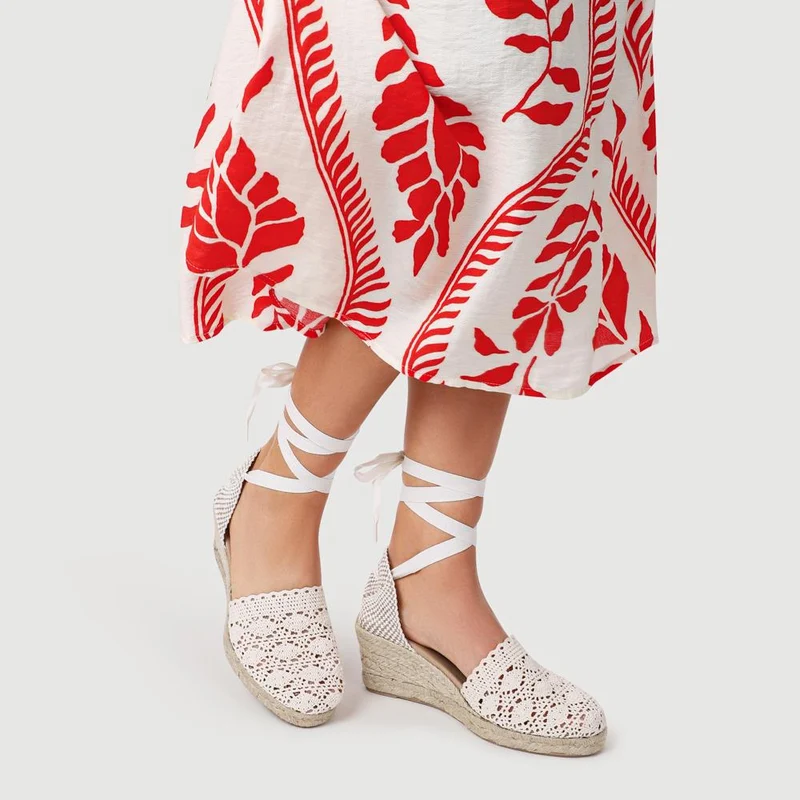 Single Lace Wedge Sandals - LOLLA41000 / 327 578 - Natural
