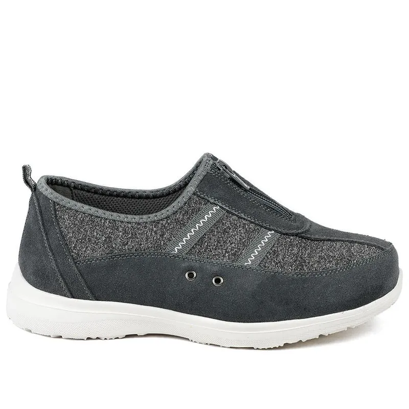 Extra-Wide Fit Memory Foam Trainers - ELANA / 324 089 - Charcoal