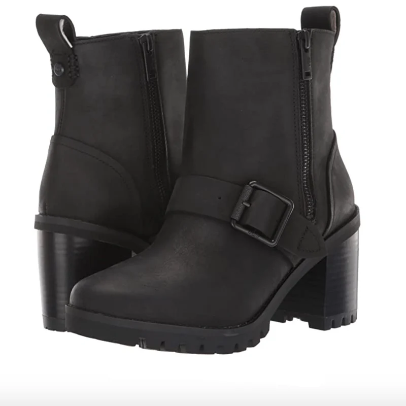 UGG Damen Fern Lederstiefel - Schwarz