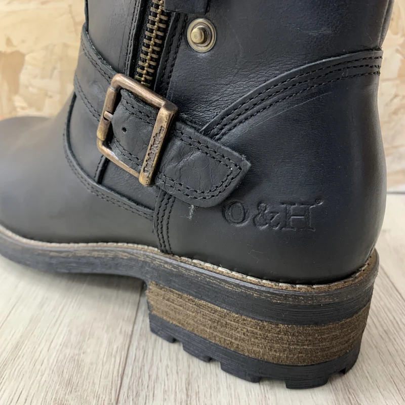 Oak & Hyde Damen-Stiefeletten „Bridge Double Up“ aus gefüttertem Leder – Schwarz