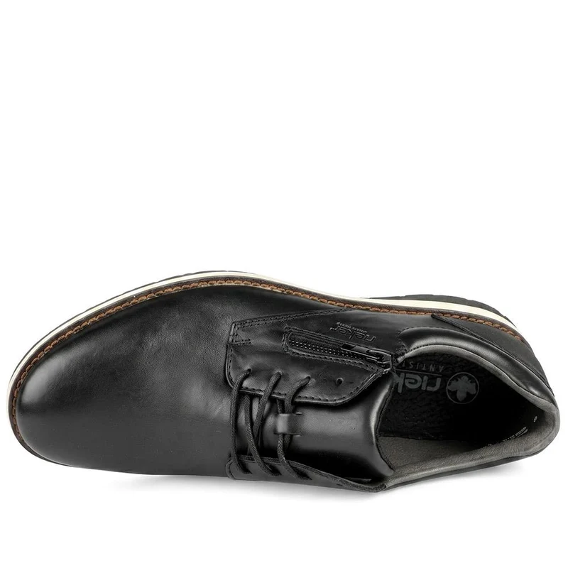 Rieker Wide Fit Leather Zip & Lace Shoes - RKR43053 / 330 226 - Black