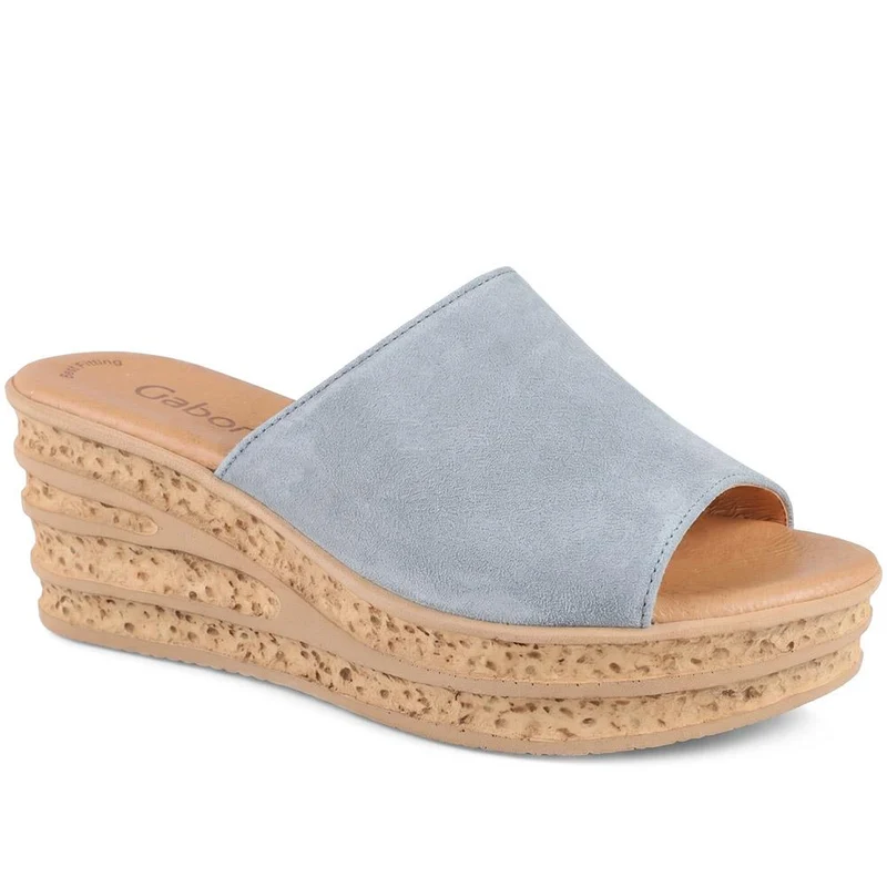 Gabor Leather Wedge Heel Mule Sandals - GABC44508 / 330 263