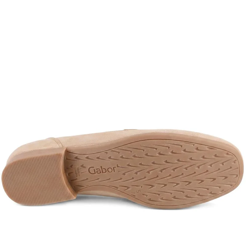 Gabor Wide Fit Leather Heeled Loafers - GABC44503 / 330 268 - Caramel