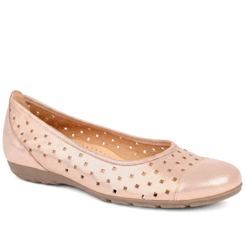 Gabor Leather Perforated Style Pumps - GABC44516 / 330 256 - Rose Gold