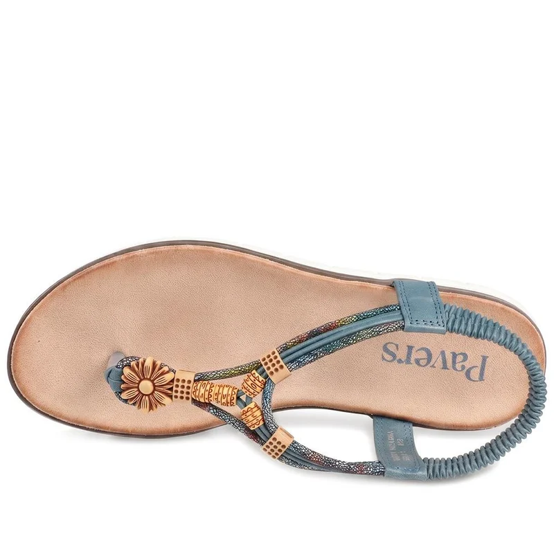 Elastic Fit Wedged Toe Post Sandals - BAIZH43034 / 328 987 - Blue