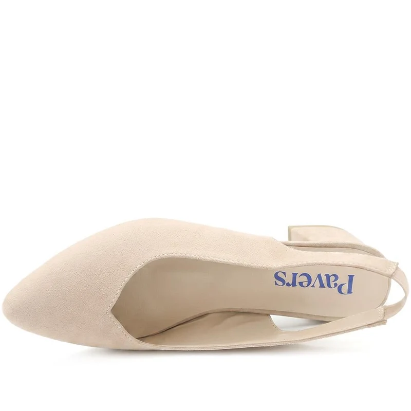 Slingback Block Heel Court Shoes - WBINS43011 / 329 177 - Beige