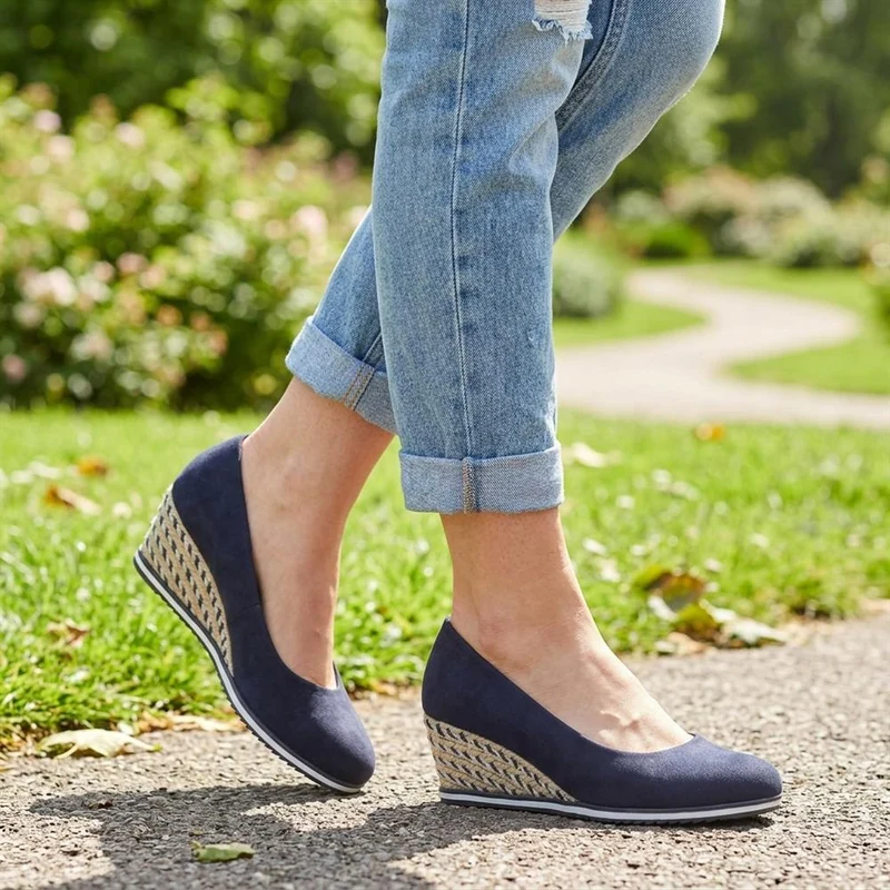 Wedge Heel Espadrille Trim Pumps - WBINS43009 / 329 176 - Navy