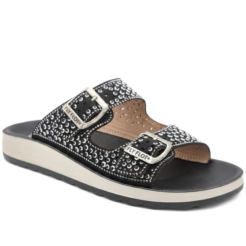 Fly Flot Dual Buckle Cushioned Sandals - FLY43020 / 328 644 - Black