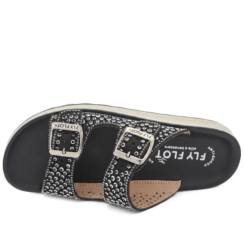 Fly Flot Dual Buckle Cushioned Sandals - FLY43020 / 328 644 - Black