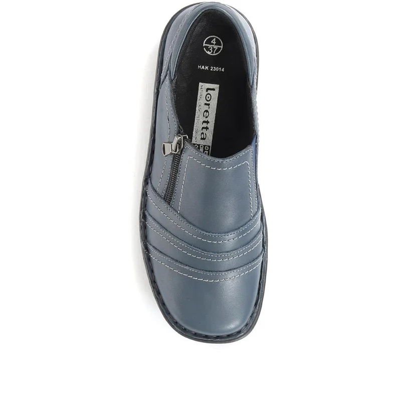 Leather Slip On Shoes for Women - HAK23014 / 308 135 - Navy