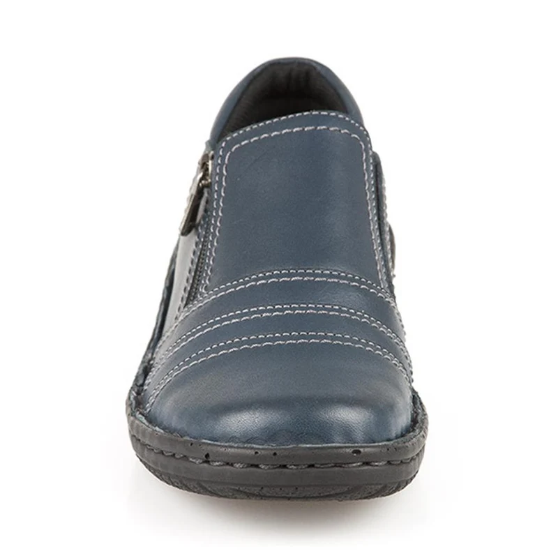 Leather Slip On Shoes for Women - HAK23014 / 308 135 - Navy