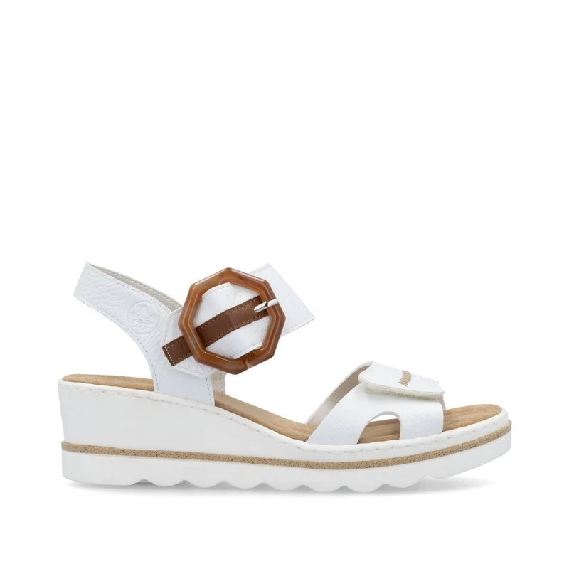 Rieker Damen Sandalen mit Keilabsatz - Weiß