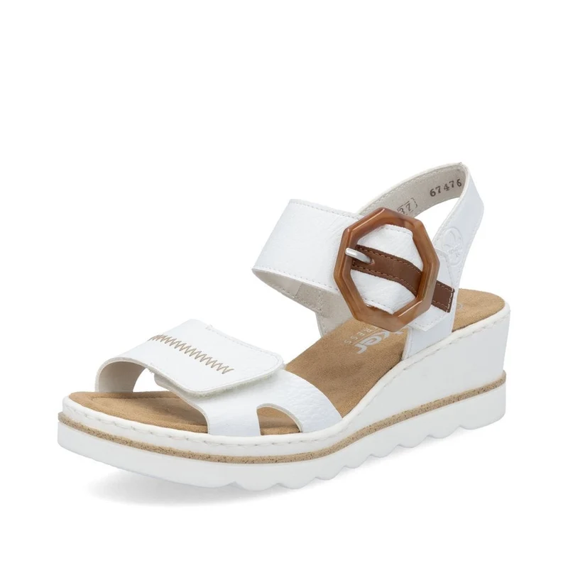 Rieker Damen Sandalen mit Keilabsatz - Weiß