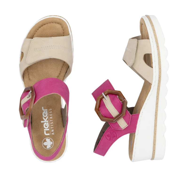 Rieker Modische Sandalen mit Keilabsatz für Damen - Rosa