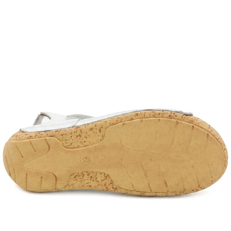 All Leather Adjustable Fasten Sandals - KARY43000 / 329 409 - White