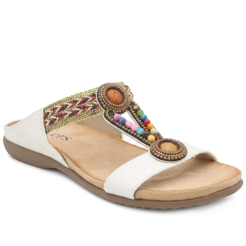 Beaded Lightweight Mule Sandals - BAIZH43012 / 329 166 - White