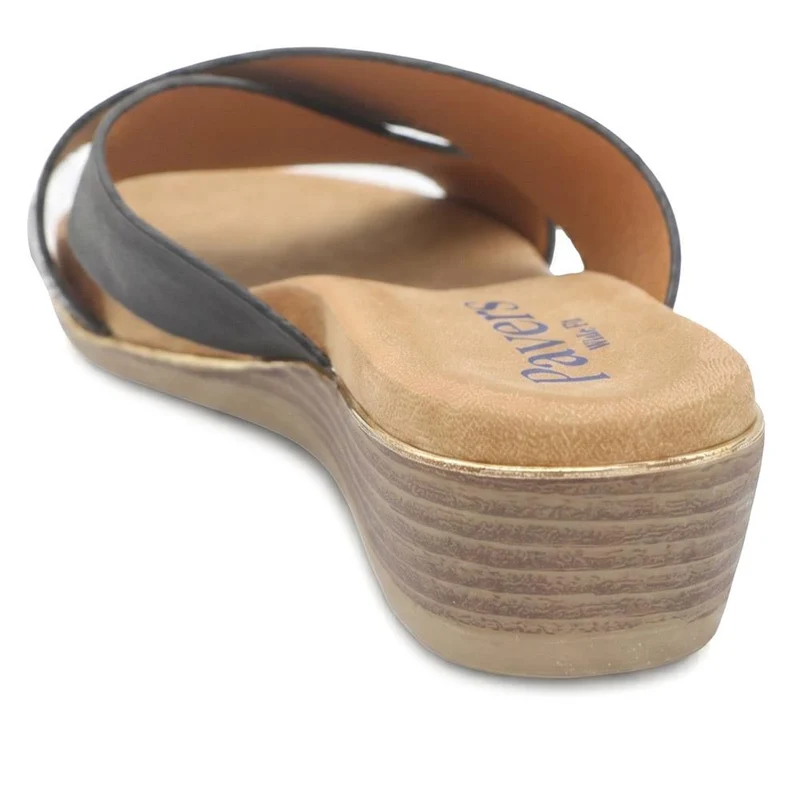 Wide Fit Cross Strap Mule Sandals - BAIZH43065 / 329 525 - Black
