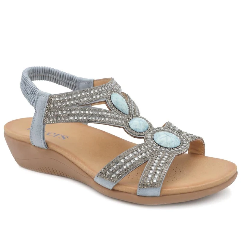 Elasticated Wedge Sandals with Cushioned Insole - BAIZH43008 / 329 250 - Blue