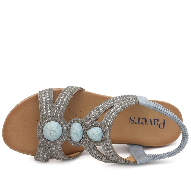 Elasticated Wedge Sandals with Cushioned Insole - BAIZH43008 / 329 250 - Blue