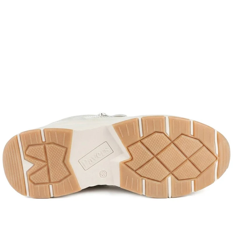 Casual Cushioned Zip & Lace Trainers - WOIL43025 / 329 296 - Beige