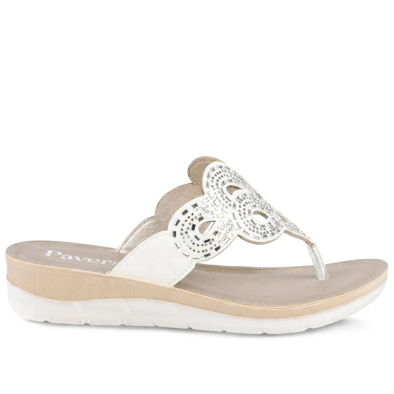 Diamante Cushioned Toe Post Sandals - INB43023 / 329 243 - White