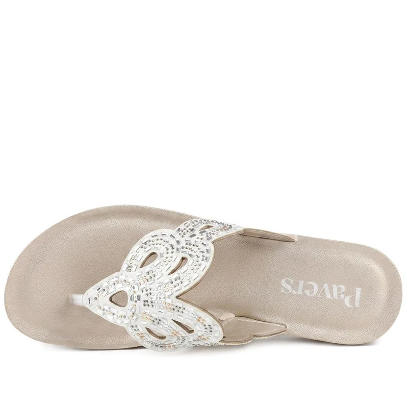 Diamante Cushioned Toe Post Sandals - INB43023 / 329 243 - White