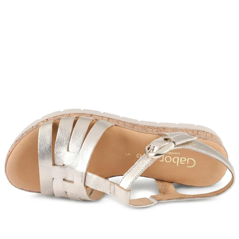 Gabor Leather Buckle Fasten Sandals - GABC44512 / 330 260 - Soft Gold