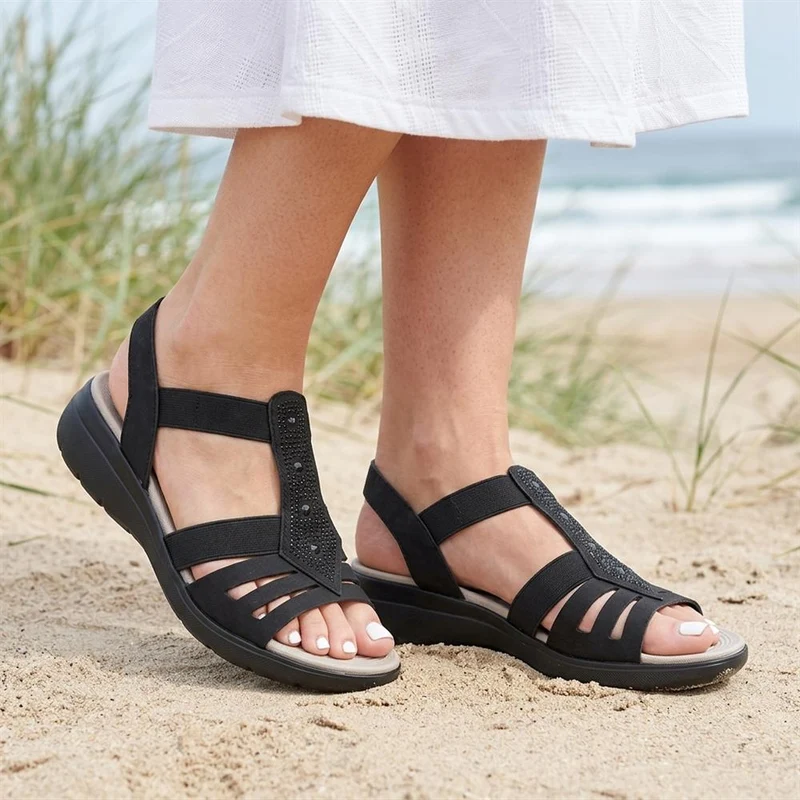 Cushioned Comfort Fit Sandals - BAIZH43028 / 329 148 - Black