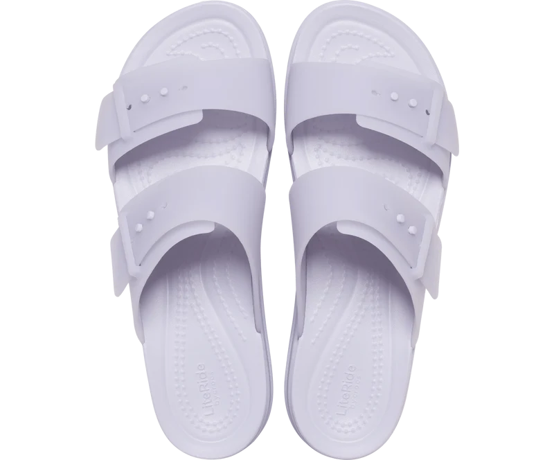 CROCS Brooklyn Sandalen mit Schnalle und niedrigem Keilabsatz - Lila Mond