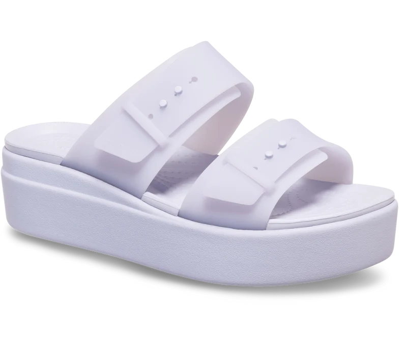CROCS Brooklyn Sandalen mit Schnalle und niedrigem Keilabsatz - Lila Mond